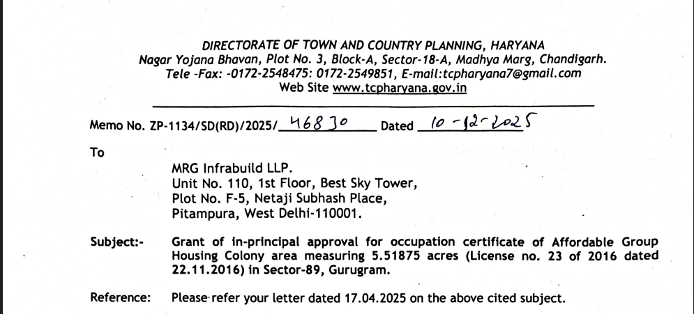 In-Principal Approval- Meridian, Sector-89